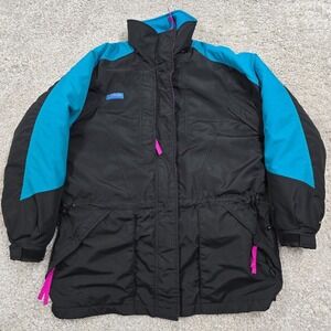 Vintage Columbia Interchange Jacket Womens Large Black Teal Pink 3-in-1 90s Ski